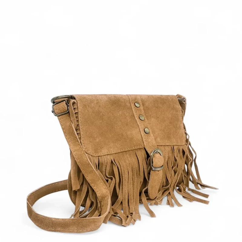 Sac à main en daim PARAISO Camel clair