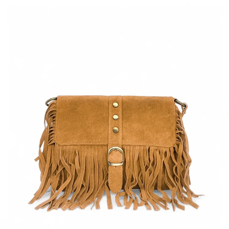 Sac à main en daim PARAISO Camel clair