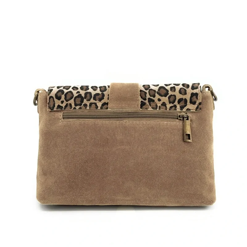 Sac en daim imprimé léopard VERONE SUEDE LEO Taupe