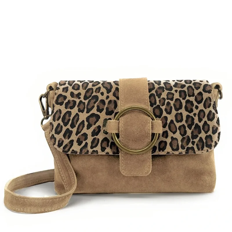 Sac en daim imprimé léopard VERONE SUEDE LEO Taupe