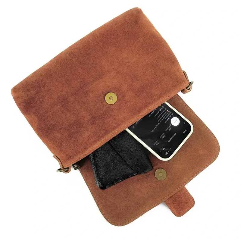 Sac en daim imprimé léopard VERONE SUEDE LEO Rouge brique