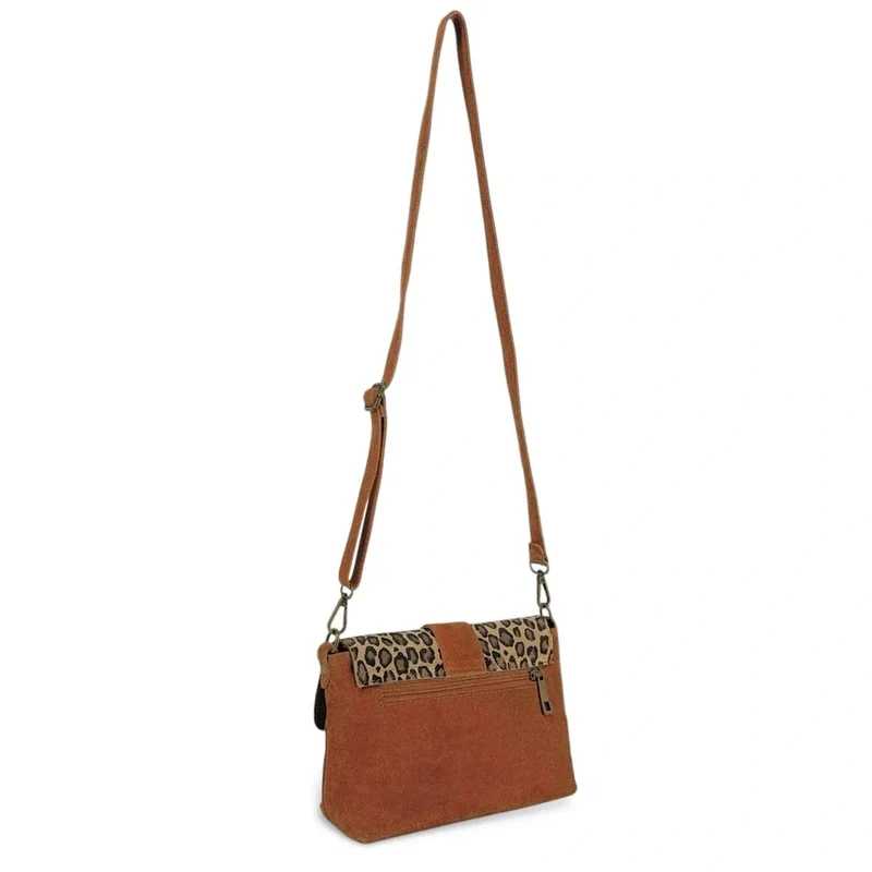 Sac en daim imprimé léopard VERONE SUEDE LEO Rouge brique