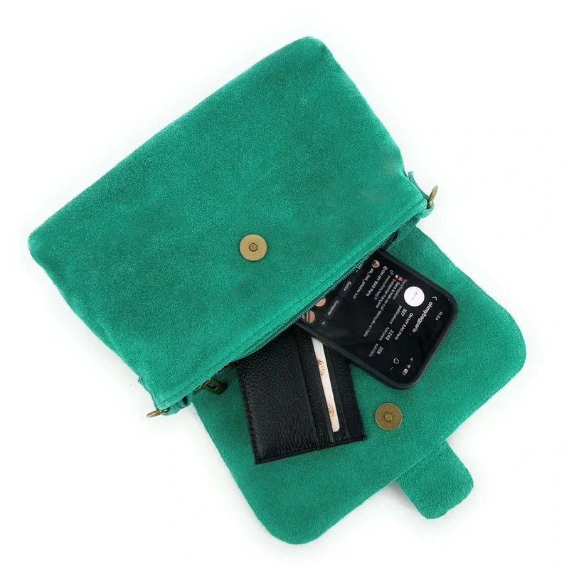 Sac à main en daim VERONE SUEDE Vert menthe
