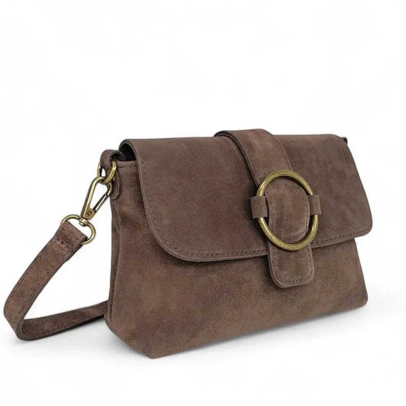 Sac à main en daim VERONE SUEDE Taupe foncé