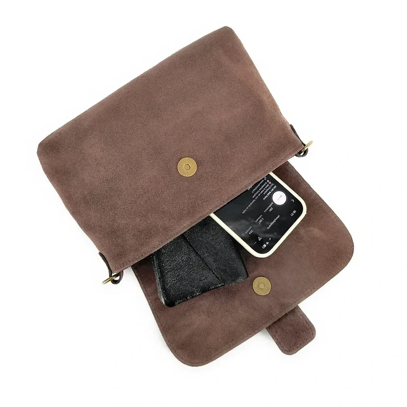 Sac à main en daim VERONE SUEDE Taupe foncé