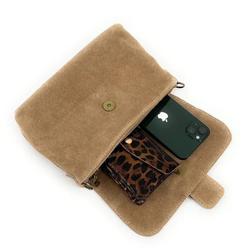Sac à main en daim VERONE SUEDE Taupe clair