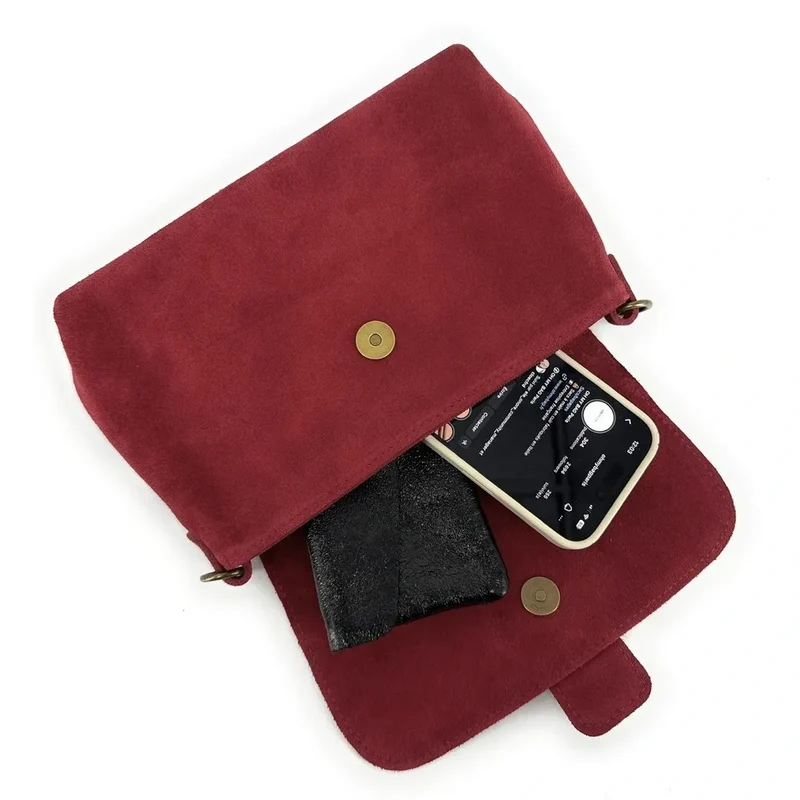 Sac à main en daim VERONE SUEDE Rouge foncé