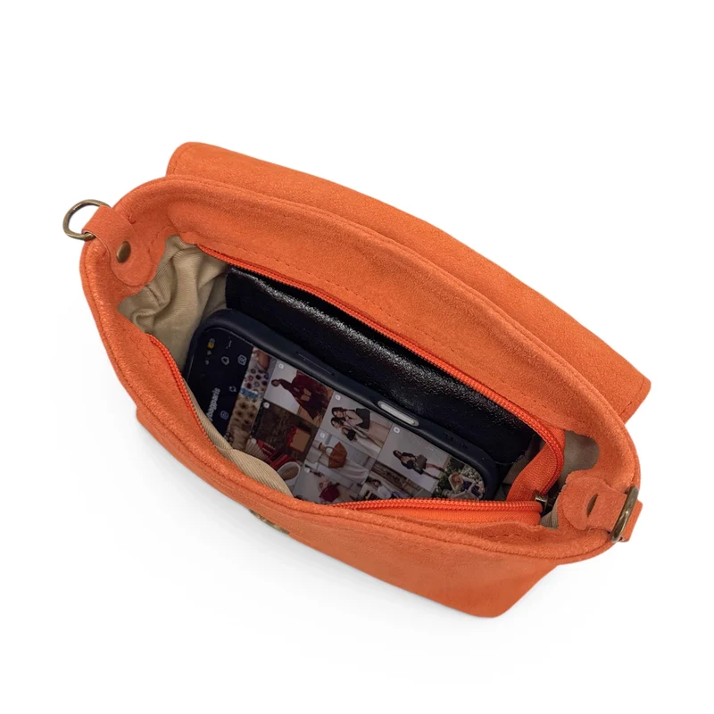 Sac à main en daim VERONE SUEDE Mandarine