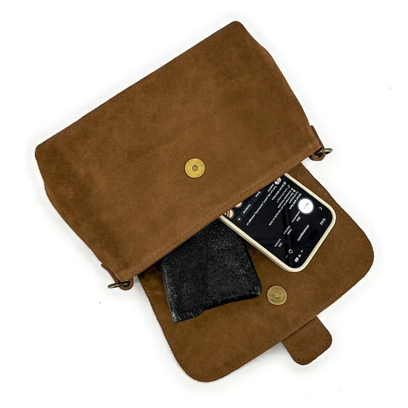 Sac à main en daim VERONE SUEDE Marron cannelle