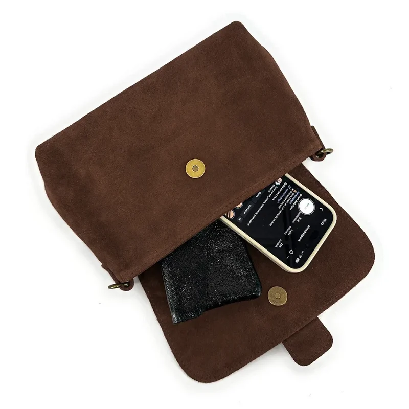 Sac à main en daim VERONE SUEDE Marron chocolat