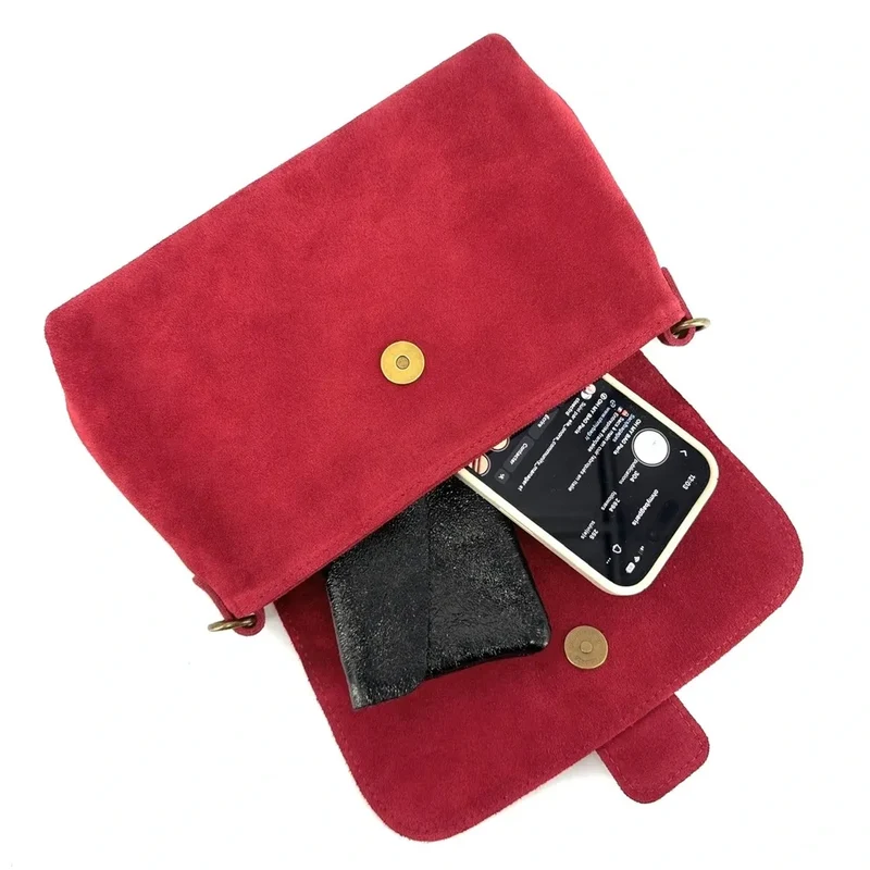 Sac à main en daim VERONE SUEDE Rouge magenta