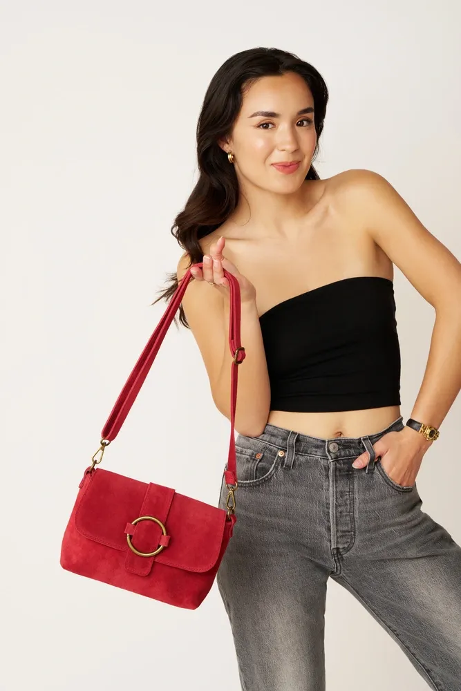 Sac à main en daim VERONE SUEDE Rouge magenta