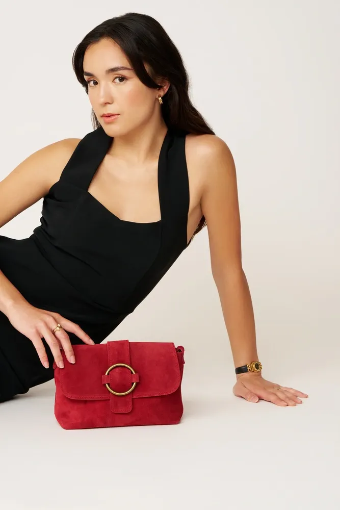 Sac à main en daim VERONE SUEDE Rouge magenta