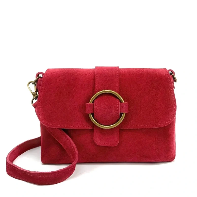 Sac à main en daim VERONE SUEDE Rouge magenta