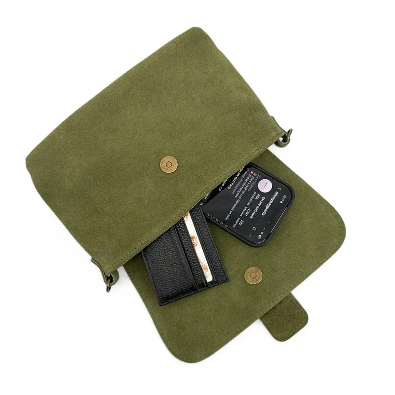 Sac à main en daim VERONE SUEDE Kaki