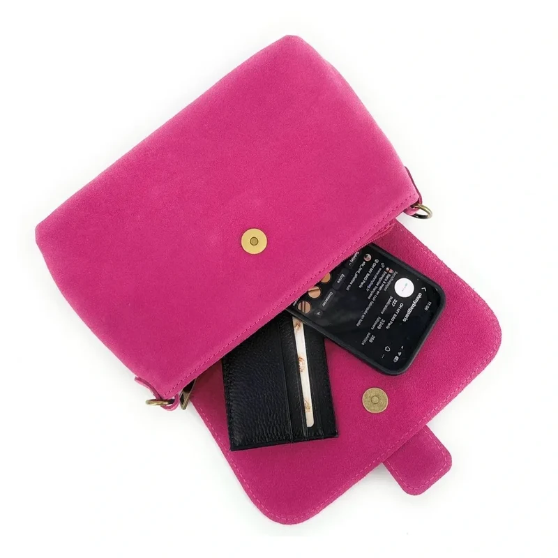 Sac à main en daim VERONE SUEDE Rose fuchsia
