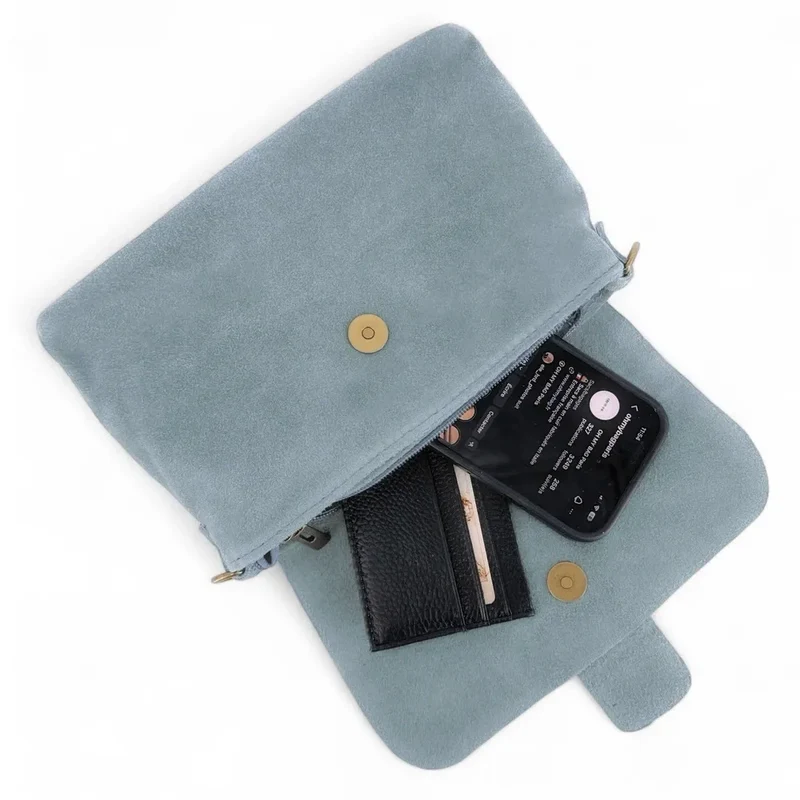 Sac à main en daim VERONE SUEDE Bleu pastel