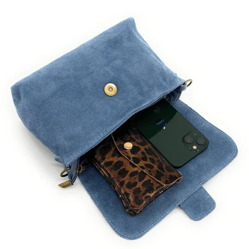 Sac à main en daim VERONE SUEDE Bleu denim
