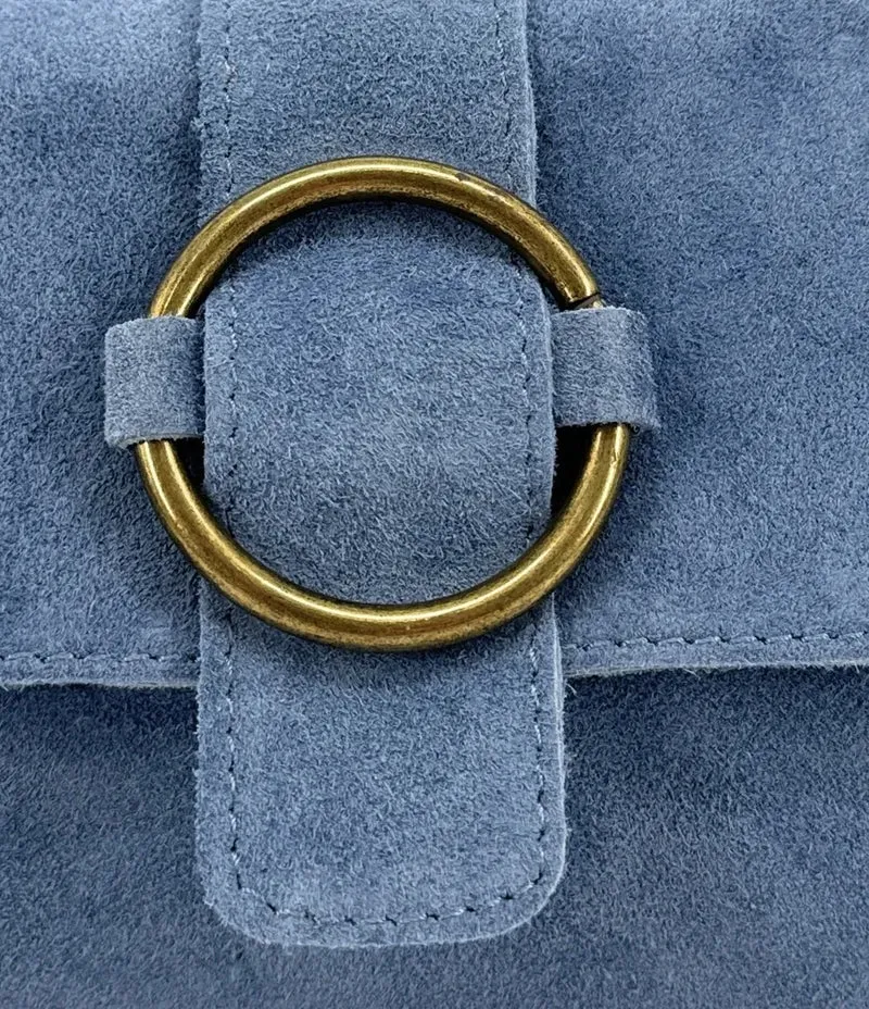 Sac à main en daim VERONE SUEDE Bleu denim