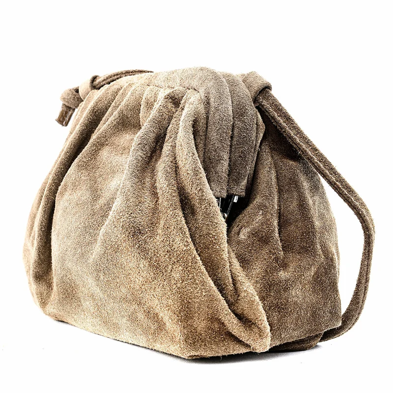 Sac à main pouch en daim BRASILIA Taupe