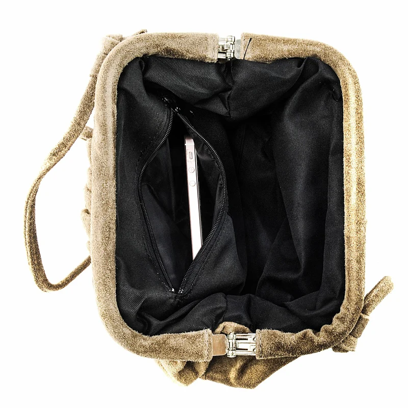 Sac à main pouch en daim BRASILIA Taupe