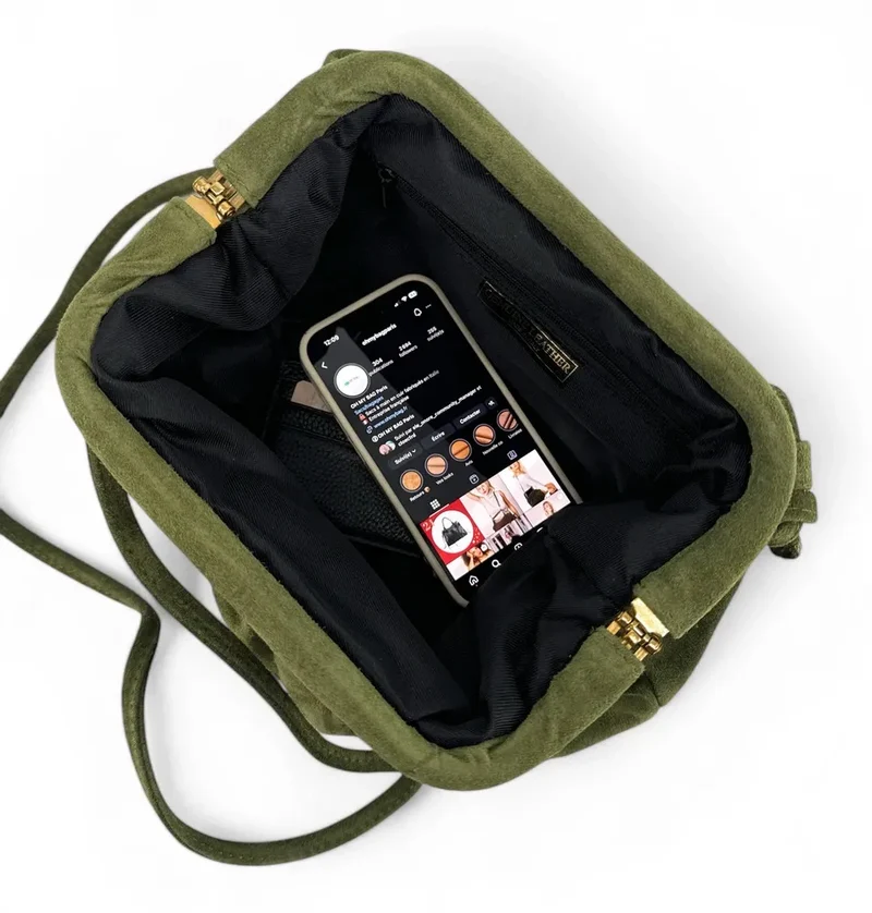 Sac à main pouch en daim BRASILIA Kaki