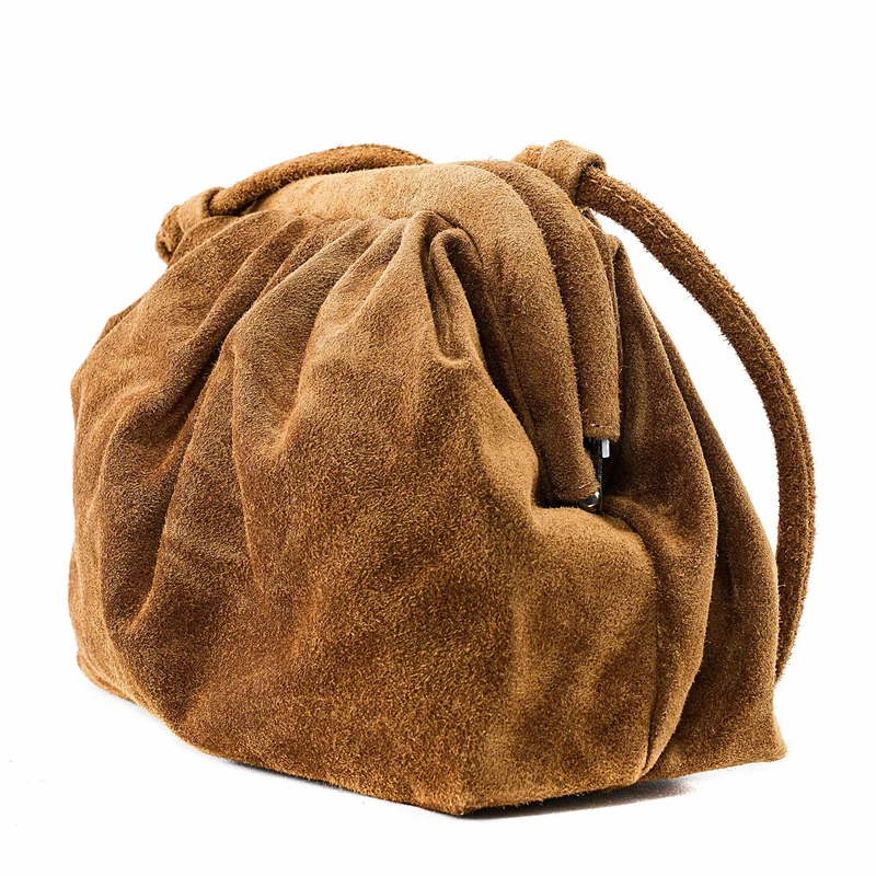 Sac à main pouch en daim BRASILIA Cognac