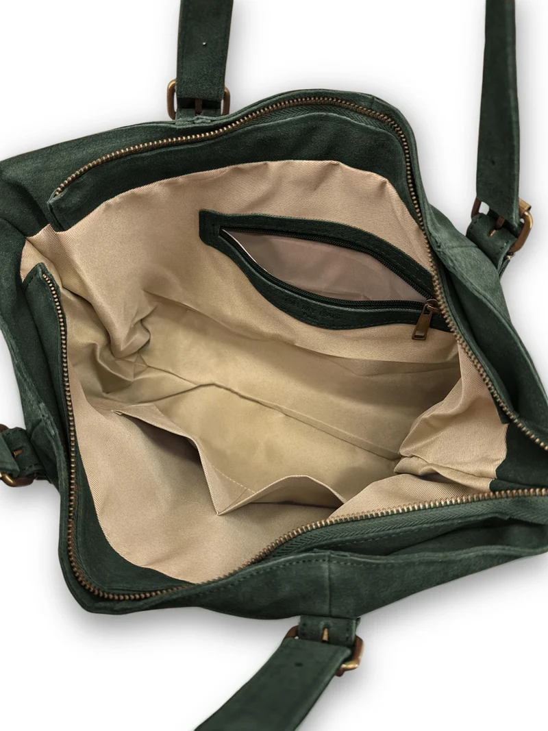 Sac cabas en daim TOKYO Vert forêt