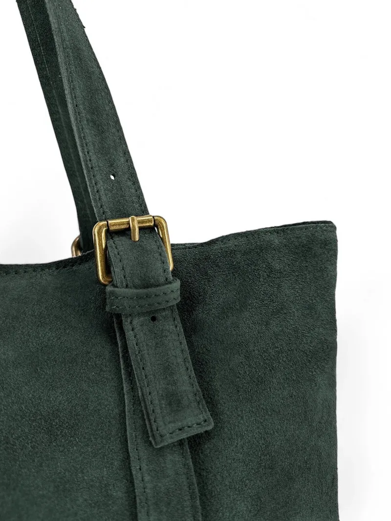 Sac cabas en daim TOKYO Vert forêt