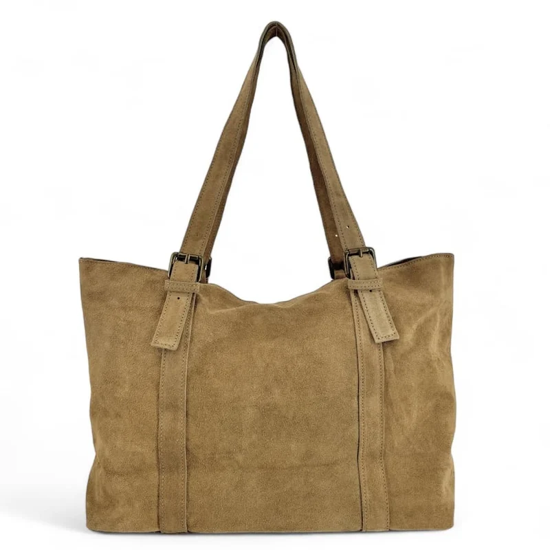 Sac cabas en daim TOKYO Taupe clair - Précommande