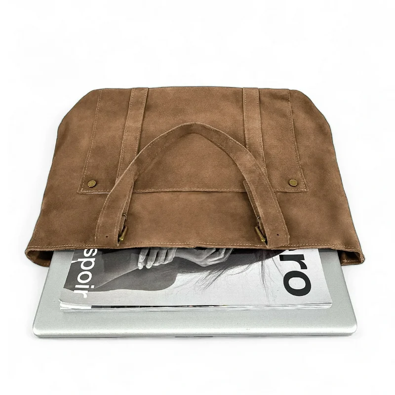 Sac cabas en daim TOKYO Taupe - Précommande