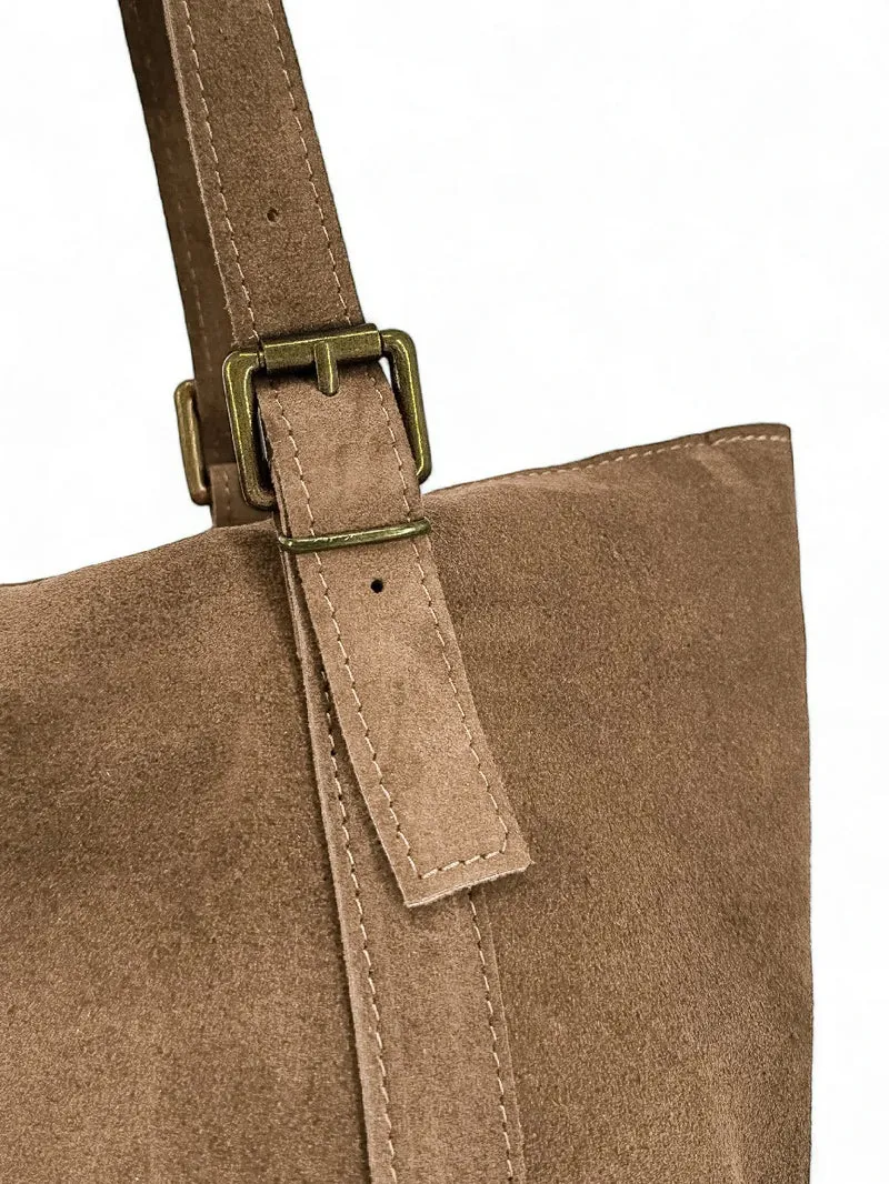 Sac cabas en daim TOKYO Taupe - Précommande