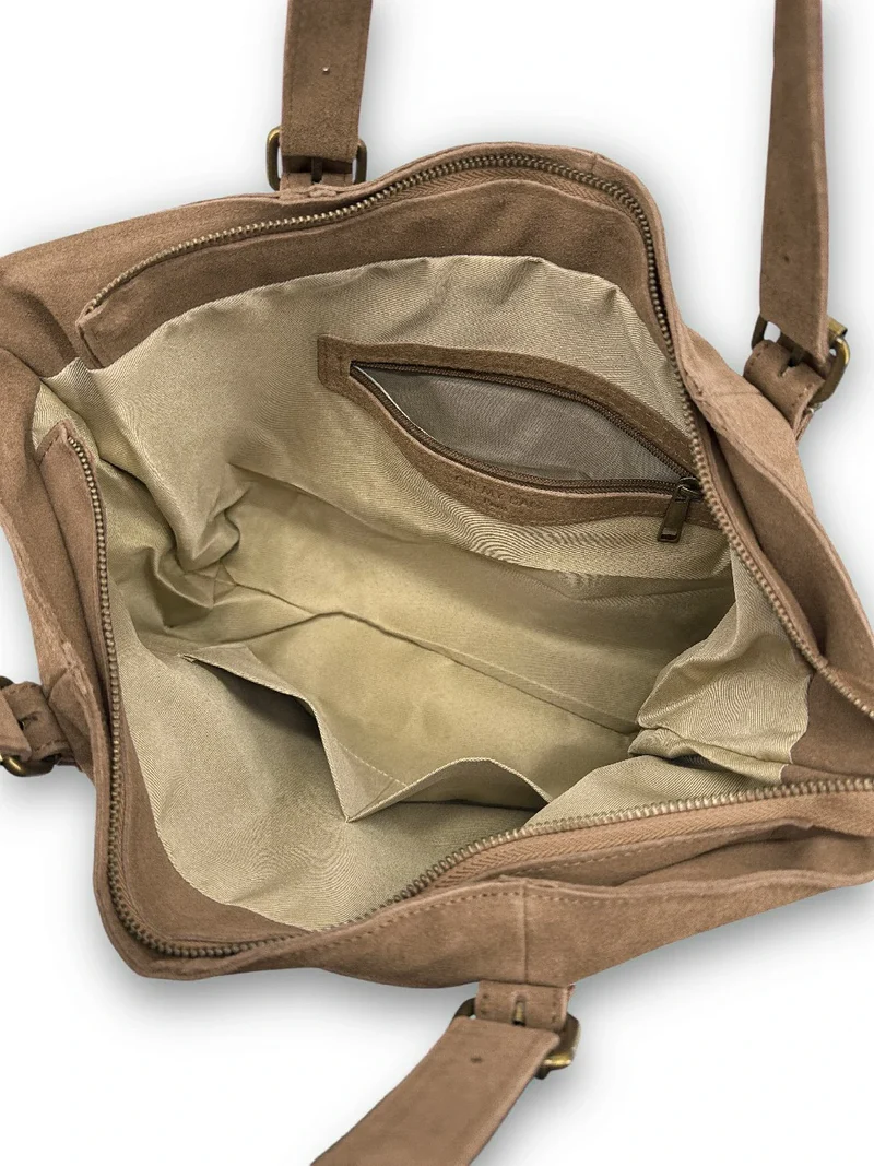 Sac cabas en daim TOKYO Taupe - Précommande