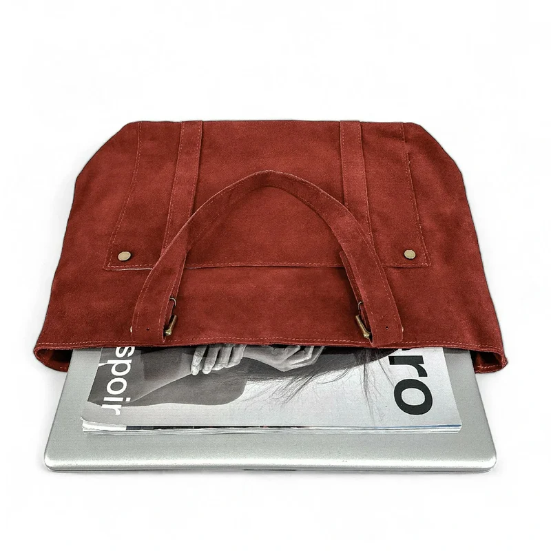 Sac cabas en daim TOKYO Rouge foncé