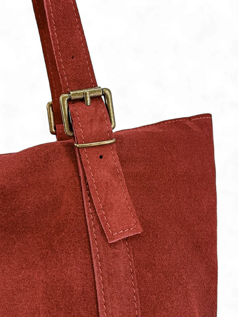 Sac cabas en daim TOKYO Rouge foncé