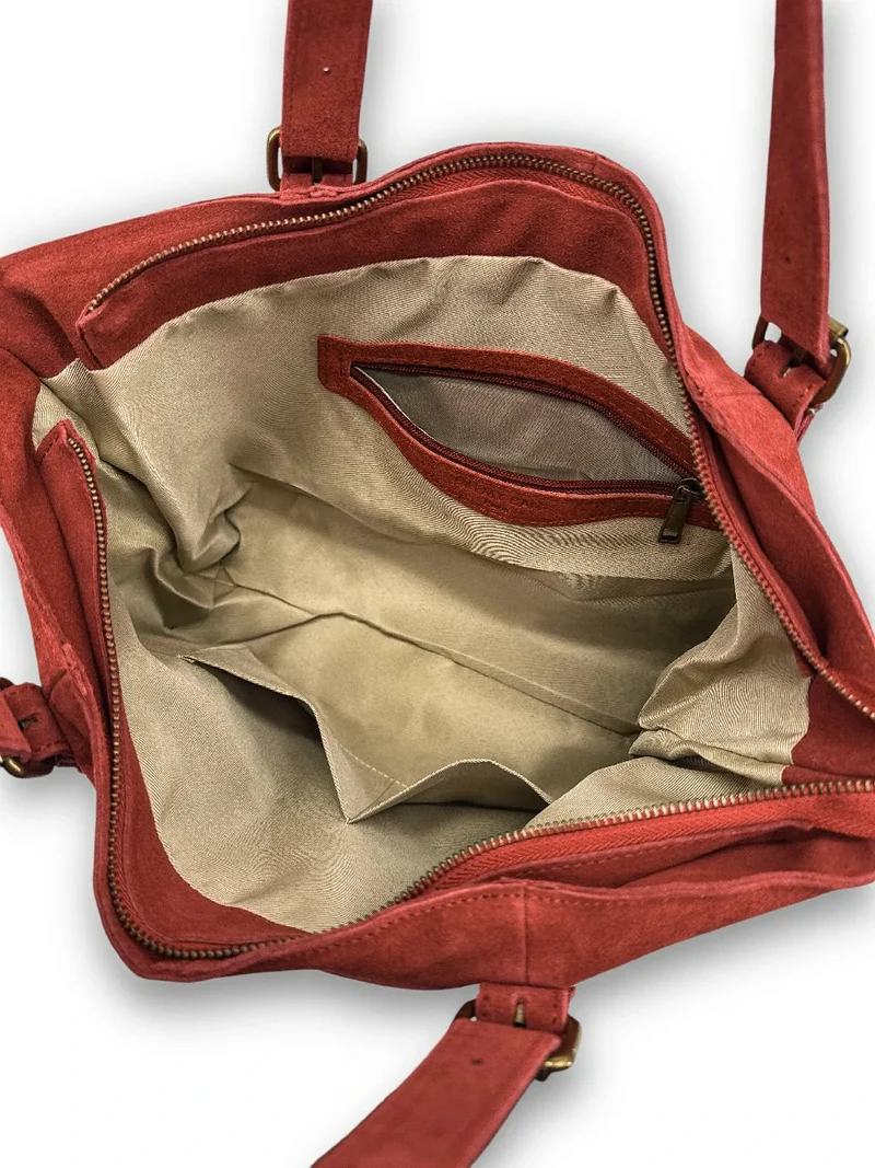 Sac cabas en daim TOKYO Rouge foncé