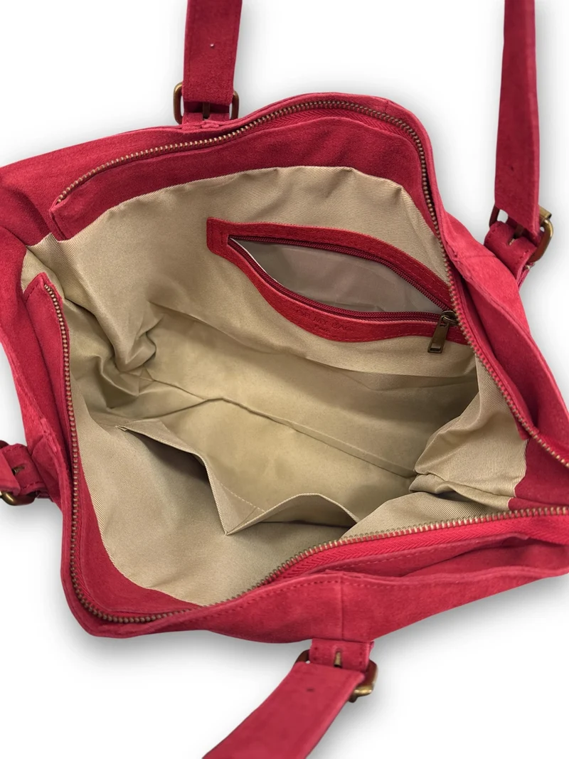 Sac cabas en daim TOKYO Rouge garance