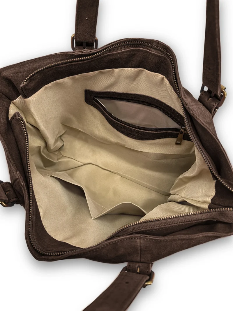 Sac cabas en daim TOKYO Marron chocolat