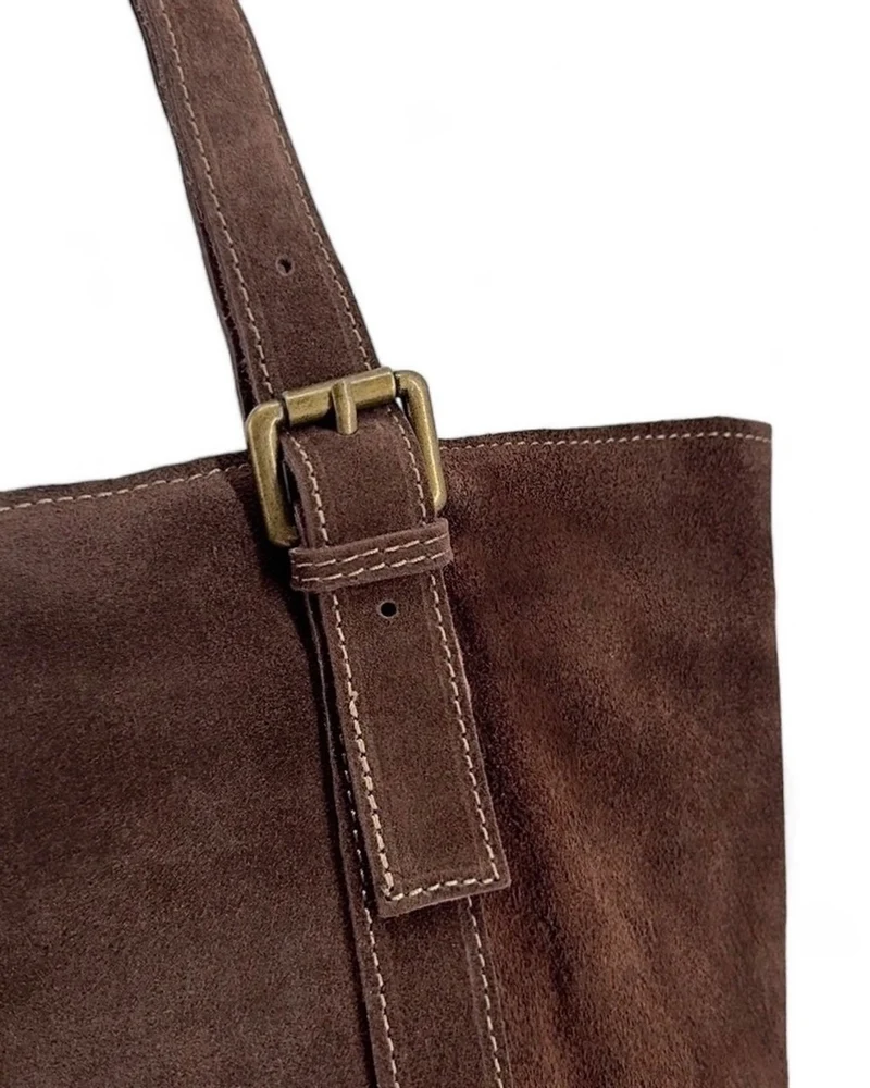 Sac cabas en daim TOKYO Marron chocolat
