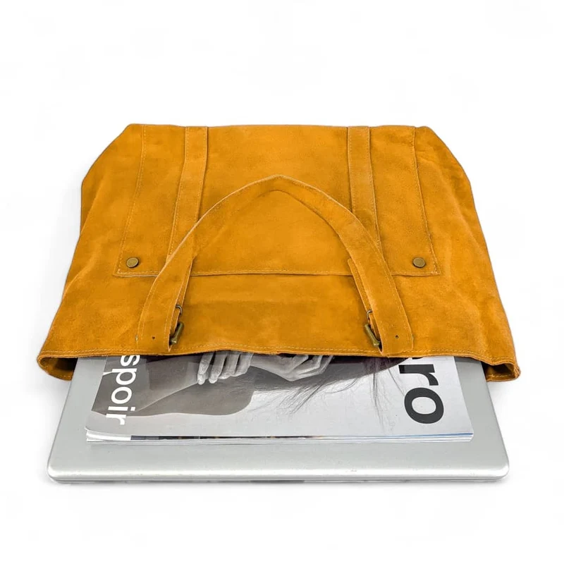 Sac cabas en daim TOKYO Jaune tournesol