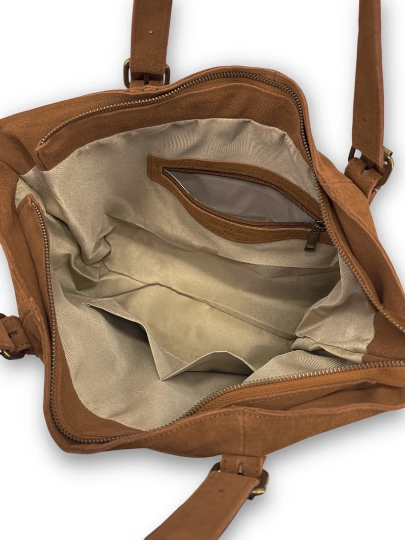 Sac cabas en daim TOKYO Marron camel