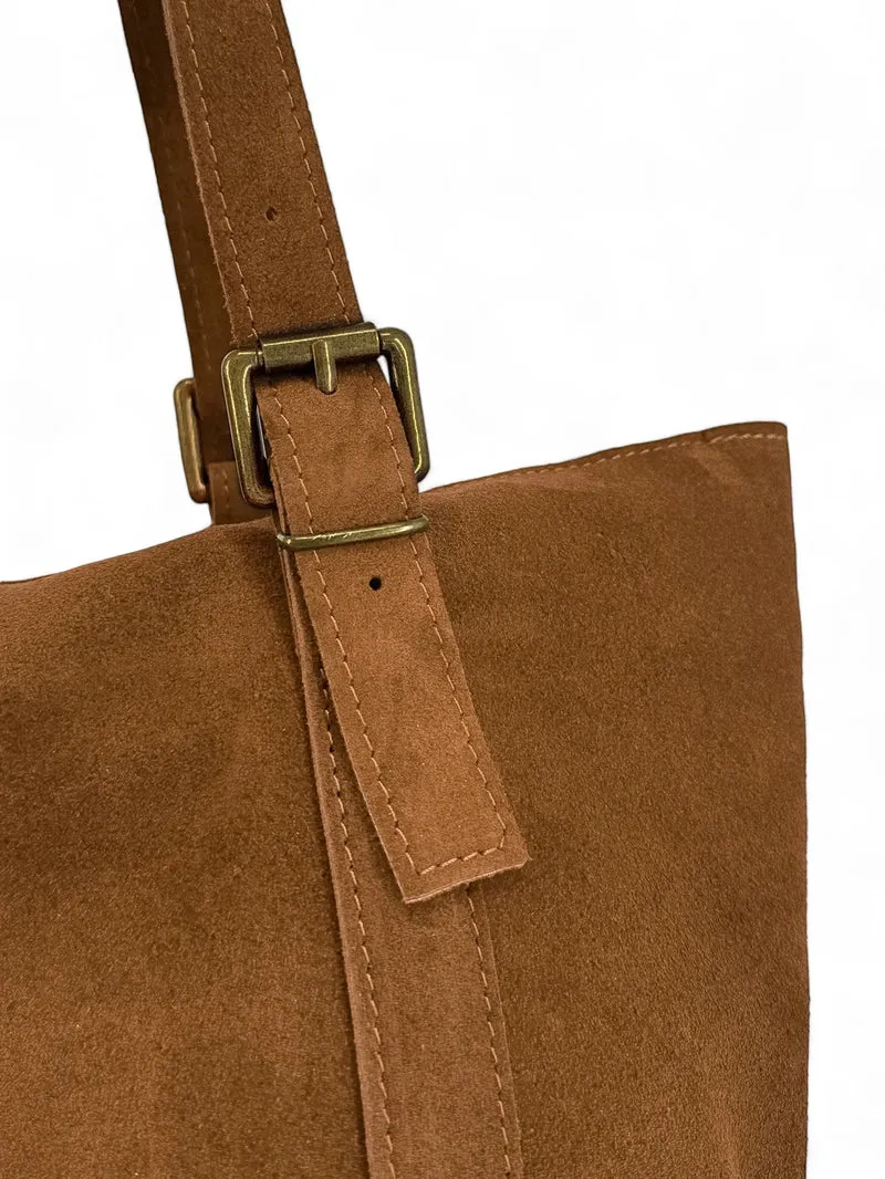Sac cabas en daim TOKYO Marron camel
