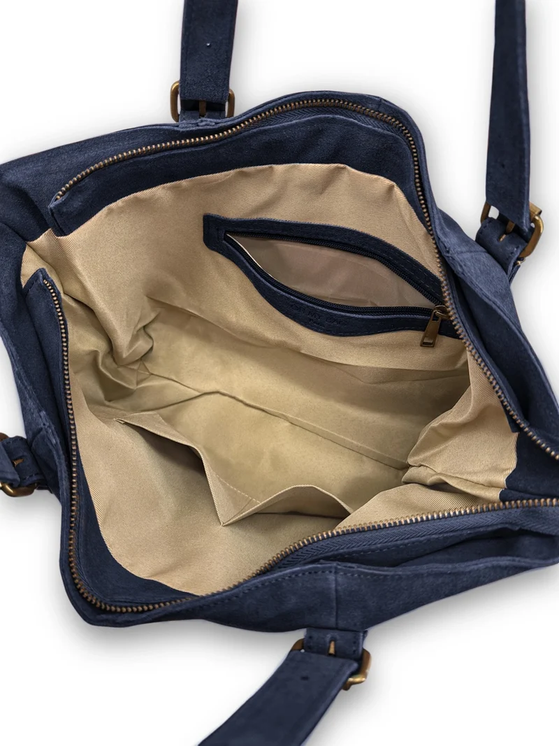 Sac cabas en daim TOKYO Bleu marine