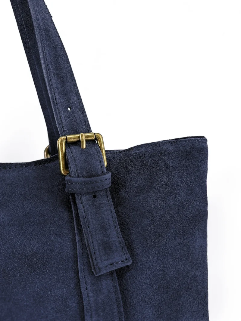 Sac cabas en daim TOKYO Bleu marine
