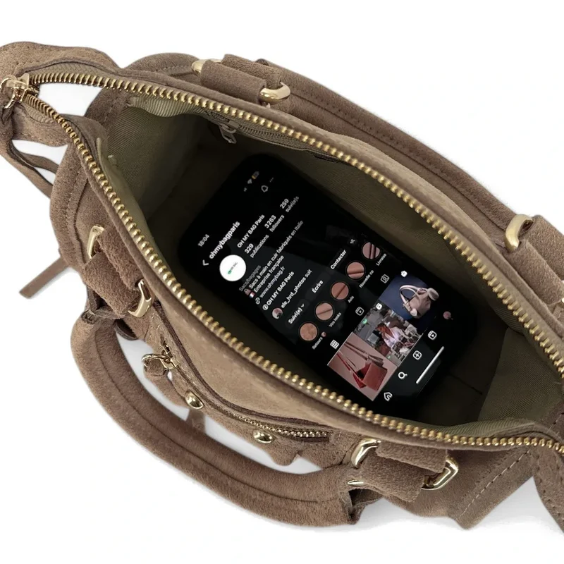 Mini-sac en daim STORM SUEDE NANO Taupe foncé