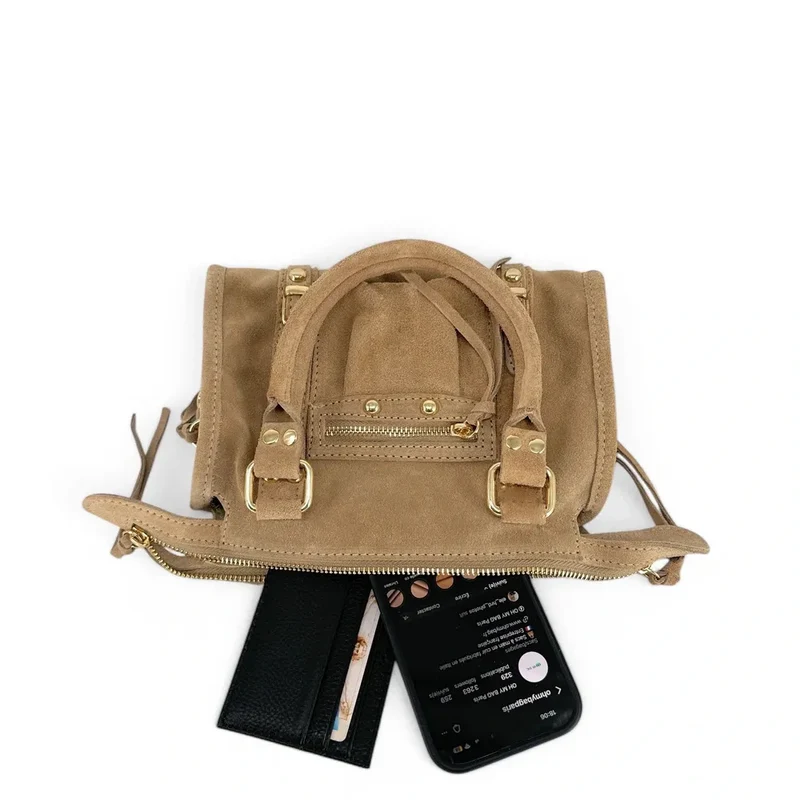 Mini-sac en daim STORM SUEDE NANO Taupe clair