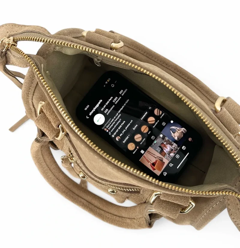 Mini-sac en daim STORM SUEDE NANO Taupe clair