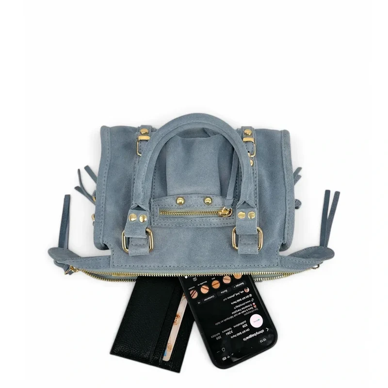 Mini-sac en daim STORM SUEDE NANO Bleu pastel