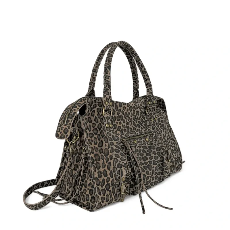 Sac à main en cuir à motif SANDSTORM LEO E.L. Ocelot