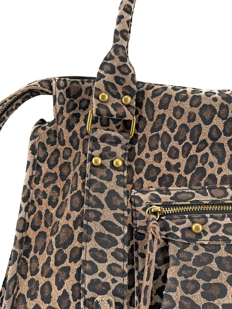 Sac à main en cuir à motif SANDSTORM LEO E.L. Ocelot